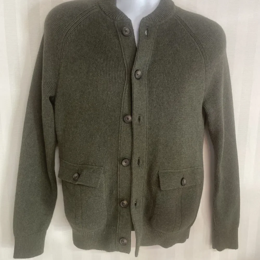 Banana Republic Cardigan Sweater‎ Mens S/ P Gray Cotton 6-Button Long Sleeve